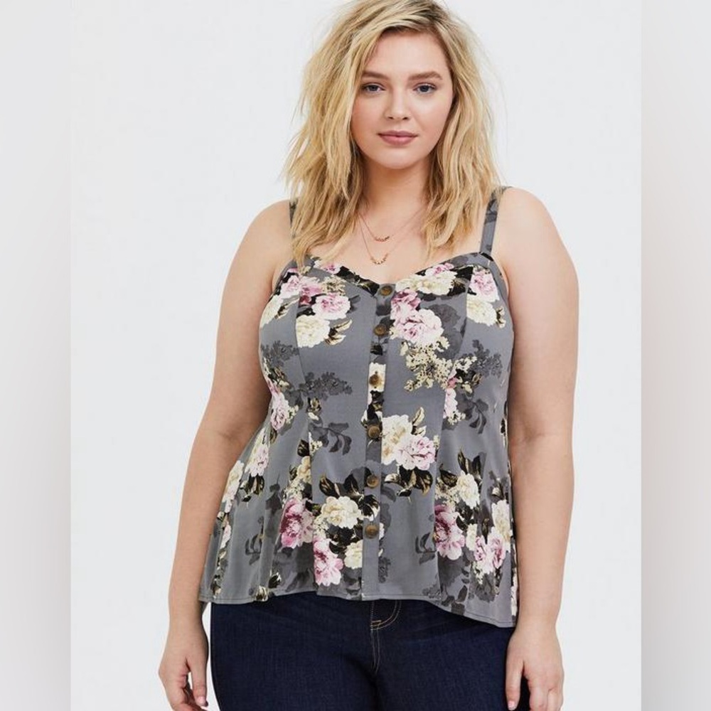 Torrid Fit And Flare Stretch Challis Button-Front Cami NWT